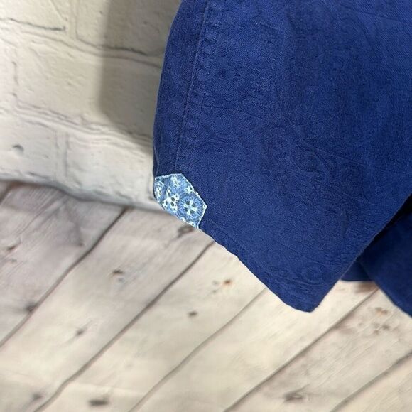 Robert Graham Men’s Navy Blue Paisley Long-Sleeve Button-Up Shirt XL Flip Cuff - Picture 3 of 12